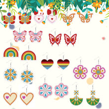 Load image into Gallery viewer, 12 Pairs Double Sided Diamond Painting Earrings for Women Girls (Butterfly)