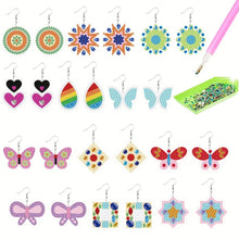 Load image into Gallery viewer, 12 Pairs Double Sided Diamond Painting Earrings for Women Girls (Butterfly)