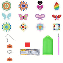 Load image into Gallery viewer, 12 Pairs Double Sided Diamond Painting Earrings for Women Girls (Butterfly)