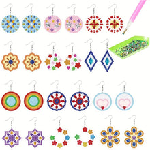 Load image into Gallery viewer, 12 Pairs Double Sided Diamond Painting Earrings for Women Girls (Flower)