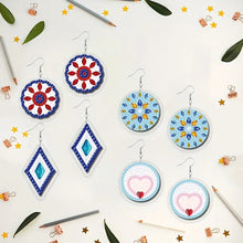 Load image into Gallery viewer, 12 Pairs Double Sided Diamond Painting Earrings for Women Girls (Flower)