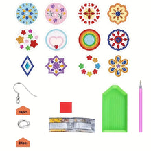 Load image into Gallery viewer, 12 Pairs Double Sided Diamond Painting Earrings for Women Girls (Flower)