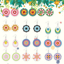 Load image into Gallery viewer, 12 Pairs Double Sided Diamond Painting Earrings for Women Girls (Flower)