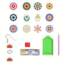 Load image into Gallery viewer, 12 Pairs Double Sided Diamond Painting Earrings for Women Girls (Flower)