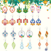 Load image into Gallery viewer, 12 Pairs Double Sided Diamond Painting Earrings for Women Girls (Flower)