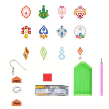 Load image into Gallery viewer, 12 Pairs Double Sided Diamond Painting Earrings for Women Girls (Flower)