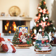 Load image into Gallery viewer, 2 PCS Wooden Christmas Santa Xmas Snowman Diamond Painting Desktop Ornaments Kit