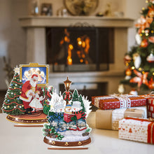 Load image into Gallery viewer, 2 PCS Wooden Christmas Santa Xmas Snowman Diamond Painting Desktop Ornaments Kit