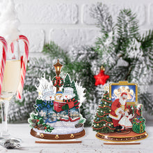 Load image into Gallery viewer, 2 PCS Wooden Christmas Santa Xmas Snowman Diamond Painting Desktop Ornaments Kit