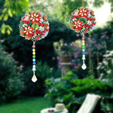 Load image into Gallery viewer, 2PCS Suncatcher Diamond Painting Hanging Decor for Kid DIY Craft (Wreath #7)