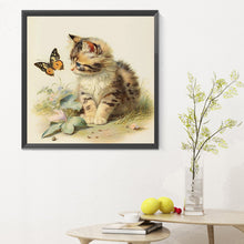Load image into Gallery viewer, Diamond Painting - Full Round - Kitten and butterfly (30*30CM)