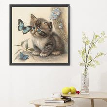 Load image into Gallery viewer, Diamond Painting - Full Round - Kitten and butterfly (30*30CM)