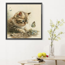 Load image into Gallery viewer, Diamond Painting - Full Round - Kitten and butterfly (30*30CM)