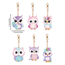 Load image into Gallery viewer, 6 PCS Diamond Art Keyring Owl Double Sided Diamond Painting Art Keychain Pendant