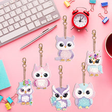 Load image into Gallery viewer, 6 PCS Diamond Art Keyring Owl Double Sided Diamond Painting Art Keychain Pendant