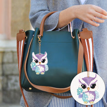 Load image into Gallery viewer, 6 PCS Diamond Art Keyring Owl Double Sided Diamond Painting Art Keychain Pendant