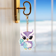 Load image into Gallery viewer, 6 PCS Diamond Art Keyring Owl Double Sided Diamond Painting Art Keychain Pendant