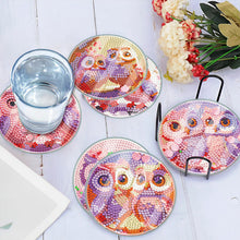 Load image into Gallery viewer, 6 PCS Acrylic Washable Diamond Painting Art Coasters Kits with Holder Waterproof Coaster (Owl)