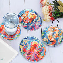 Load image into Gallery viewer, 6 PCS Acrylic Washable Diamond Painting Coasters Kits with Holder Waterproof Coaster (Sea Animal)