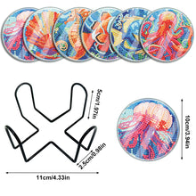 Load image into Gallery viewer, 6 PCS Acrylic Washable Diamond Painting Coasters Kits with Holder Waterproof Coaster (Sea Animal)