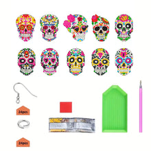 Load image into Gallery viewer, 10Pairs Halloween Skull Double Sided Diamond Painting Earrings The Dead Earrings