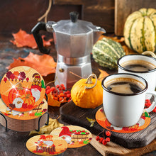 Load image into Gallery viewer, 8 PCS Acrylic Diamond Painting Coasters Kits with Holder (Pumpkin Gnome)
