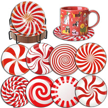 Load image into Gallery viewer, 8 PCS Acrylic Diamond Painting Coasters Kits with Holder for Adults (Red Candy)