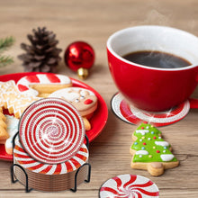 Load image into Gallery viewer, 8 PCS Acrylic Diamond Painting Coasters Kits with Holder for Adults (Red Candy)