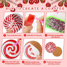 Load image into Gallery viewer, 8 PCS Acrylic Diamond Painting Coasters Kits with Holder for Adults (Red Candy)