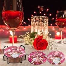 Load image into Gallery viewer, 8 PCS Acrylic Diamond Painting Coasters Kits with Holder (Valentines Day Gnome)
