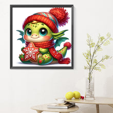 Load image into Gallery viewer, Diamond Painting - Full Round - Dragon holding cookies in winter (30*30CM)