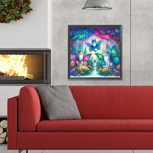 Load image into Gallery viewer, Diamond Painting - Full Round - Kitten and butterfly in the mysterious forest (30*30CM)