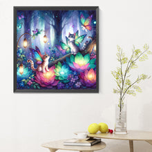Load image into Gallery viewer, Diamond Painting - Full Round - Kitten and butterfly in the mysterious forest (30*30CM)