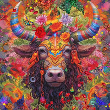 Load image into Gallery viewer, Diamond Painting - Full Round - colorful horned cow (30*30CM)