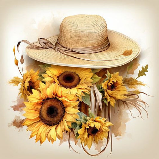 AB Diamond Painting - Full Square - Sunflower and straw hat (40*40CM)