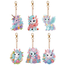Load image into Gallery viewer, 6 PCS Diamond Art Keyring Colorful Pony Double Sided Diamond Painting Keychain