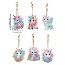 Load image into Gallery viewer, 6 PCS Diamond Art Keyring Colorful Pony Double Sided Diamond Painting Keychain