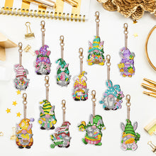 Load image into Gallery viewer, 12 PCS Double Sided Diamond Painting Art Keychain Pendant for Beginners (Gnome)