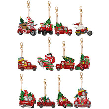 Load image into Gallery viewer, 12PCS Double Sided Diamond Painting Art Keychain Pendant for Beginner(Red Truck)