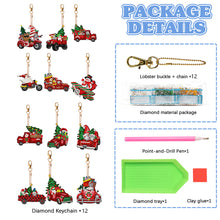 Load image into Gallery viewer, 12PCS Double Sided Diamond Painting Art Keychain Pendant for Beginner(Red Truck)