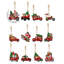 Load image into Gallery viewer, 12PCS Double Sided Diamond Painting Art Keychain Pendant for Beginner(Red Truck)