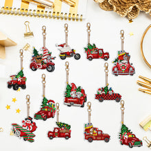 Load image into Gallery viewer, 12PCS Double Sided Diamond Painting Art Keychain Pendant for Beginner(Red Truck)