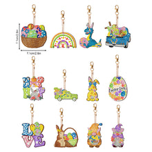 Load image into Gallery viewer, 12 PCS Double Sided Diamond Painting Keychain Pendant for Beginner (Easter Egg)