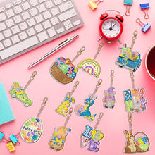 Load image into Gallery viewer, 12 PCS Double Sided Diamond Painting Keychain Pendant for Beginner (Easter Egg)