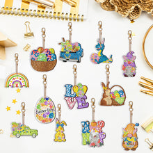 Load image into Gallery viewer, 12 PCS Double Sided Diamond Painting Keychain Pendant for Beginner (Easter Egg)