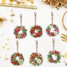 Load image into Gallery viewer, 6 PCS Double Sided Diamond Painting Art Keychain Pendant for Beginners (Wreath)