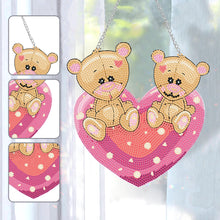 Load image into Gallery viewer, Acrylic Love Bear Single-Sided 5D DIY Diamond Painting Hanging Pendant 20x20cm