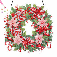 Load image into Gallery viewer, Christmas Special Shaped Diamond Painting Hanging Wreath (Candy and Flowers)
