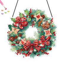 Load image into Gallery viewer, Christmas Special Shaped Diamond Painting Hanging Wreath (Flowers and Biscuits)