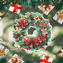 Load image into Gallery viewer, Christmas Special Shaped Diamond Painting Hanging Wreath (Flowers and Biscuits)